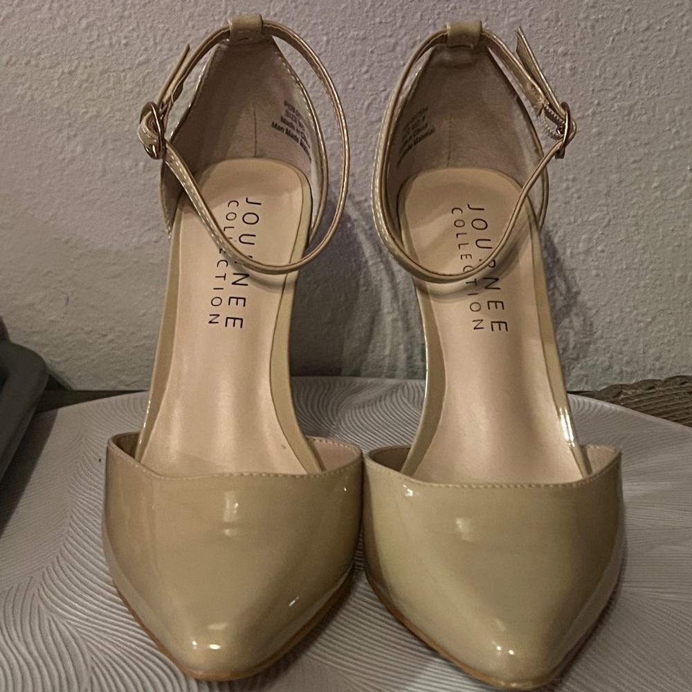 Journee Collection Nude Ankle Strap Heels